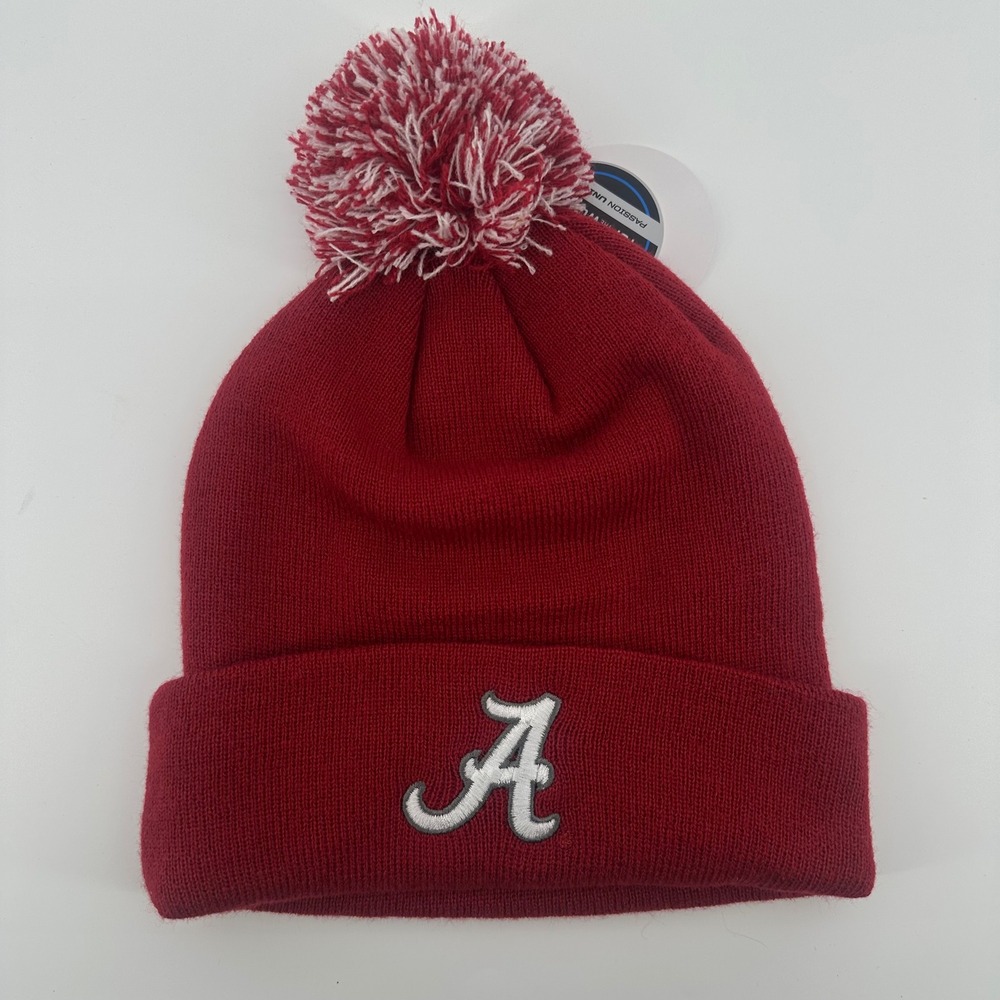 Alabama Crimson Tide Top‎ of the World Embroidered Logo Knit Pom Beanie Hat Men